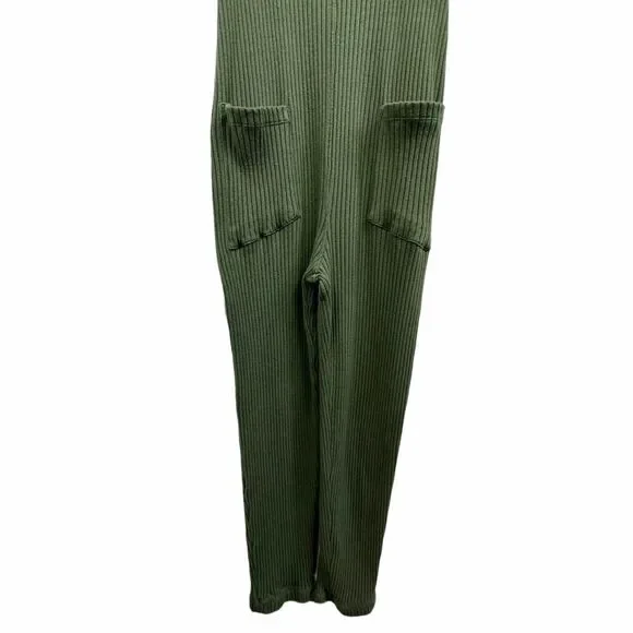 Fordays Renew Upcycled Rib Relaxing Romper Olive Green Jumpsuit - Picture 9 of 9